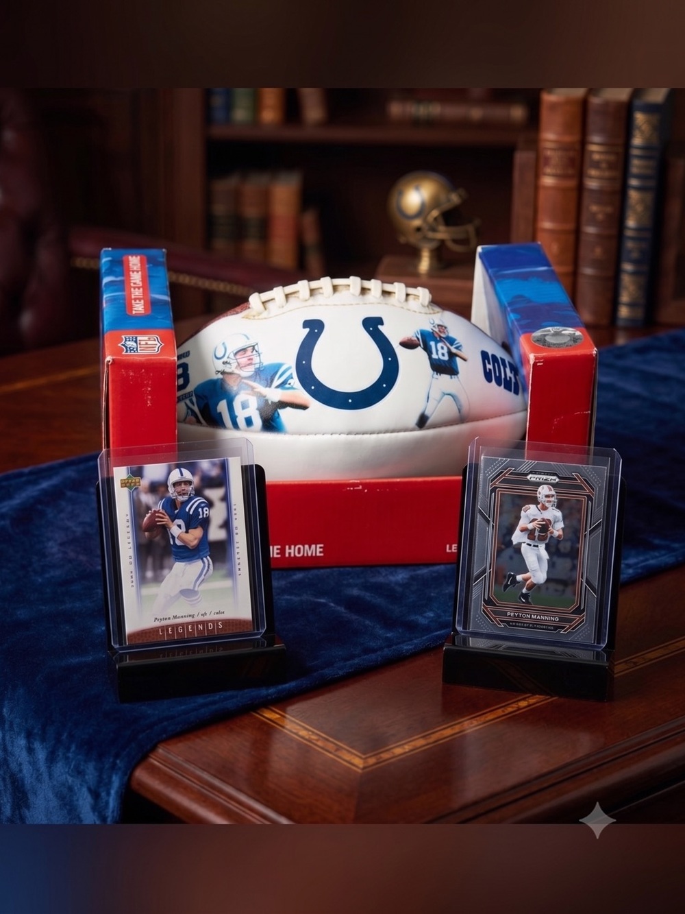 🏈 EUC Peyton Manning Indianapolis Colts Football and Cards Set #T1